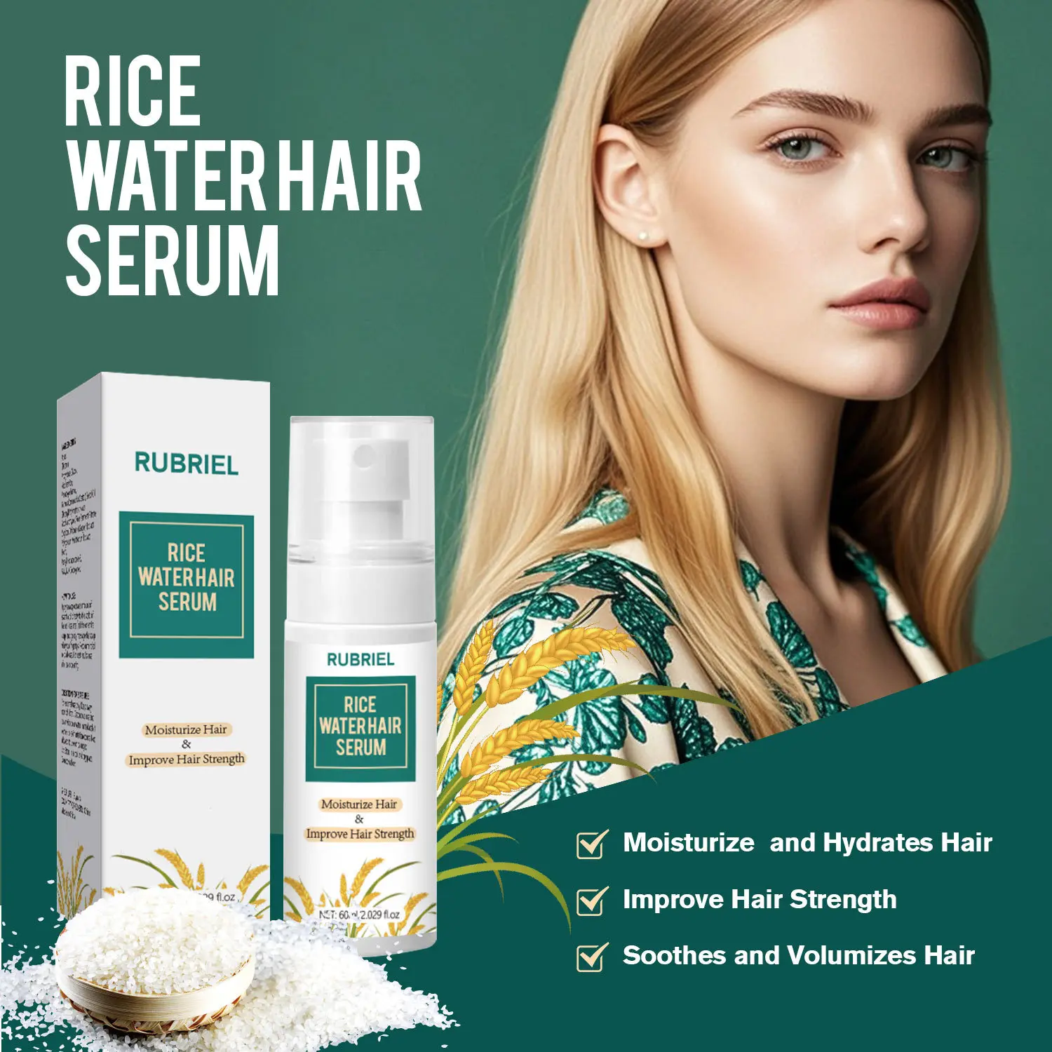 

Rice Water Hair Serum Repair Nourishes Supple Hair Dry and Frizzy