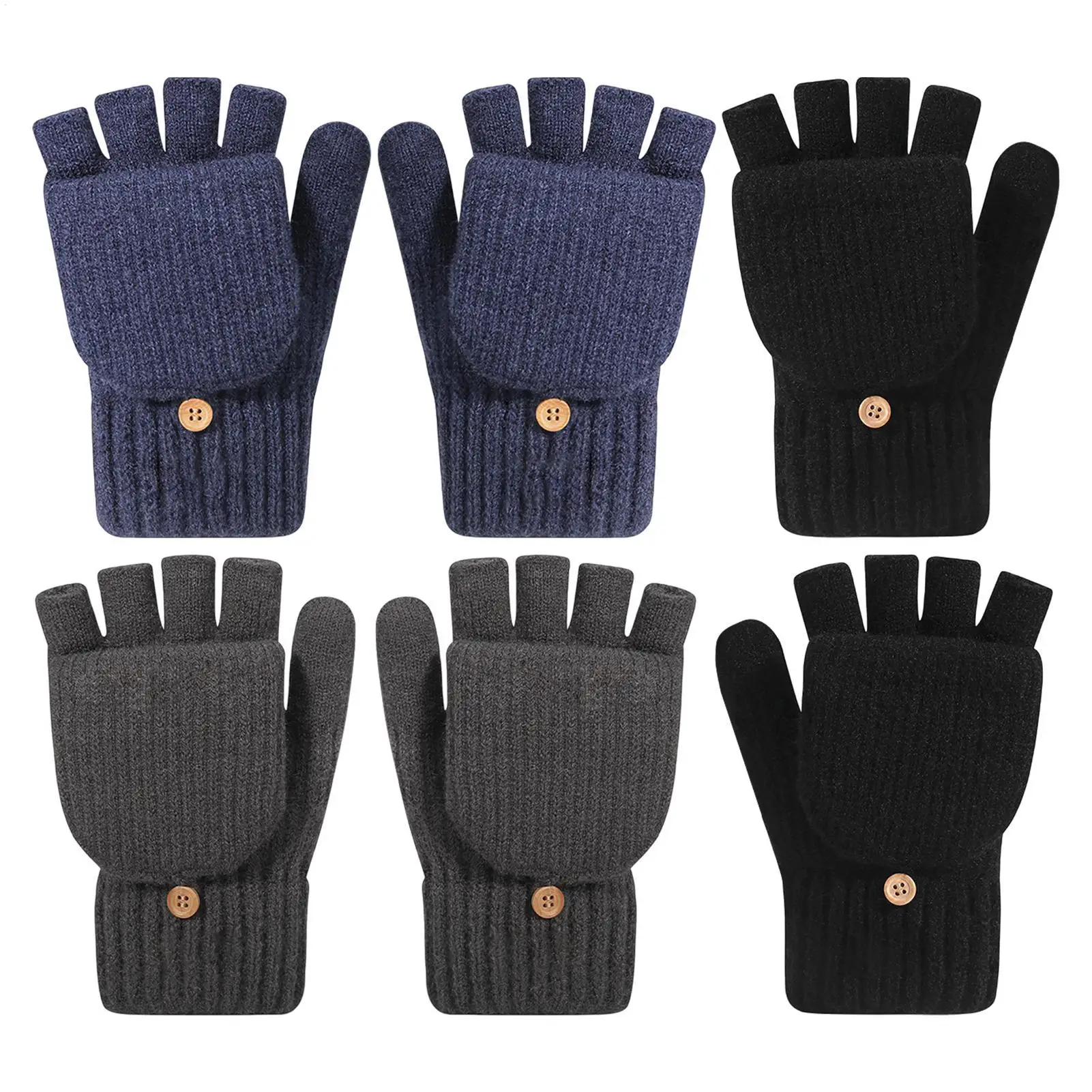 

Fingerless Gloves Warm Texting Mittens Winter Knitted Touchscreen Fingerless Convertible Mittens For Cycling Running Dog Walking