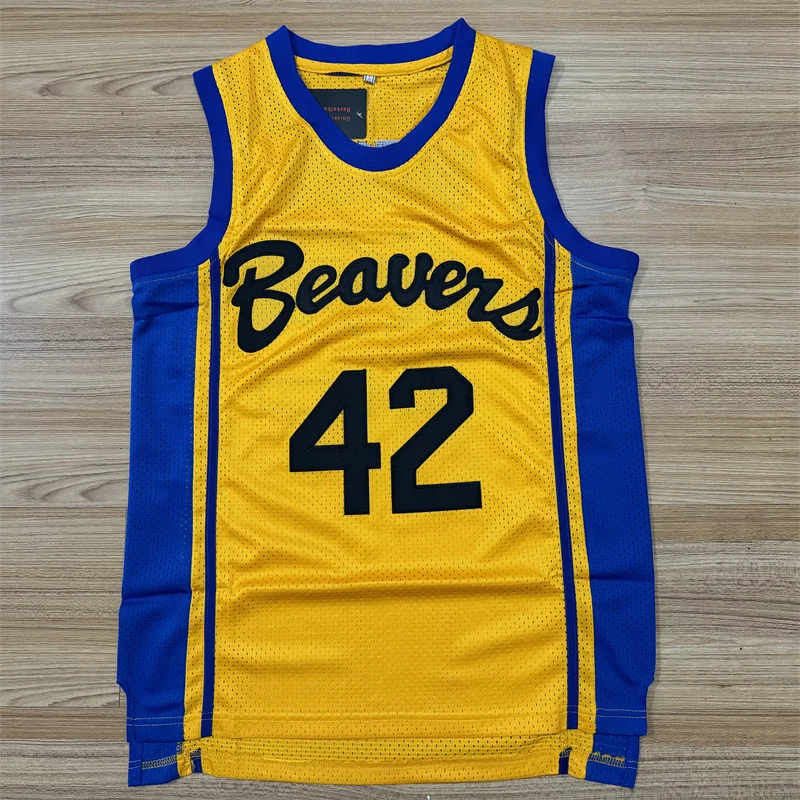 Men Teen Wolf #42 Howard Beavers Basketball Jersey Yellow