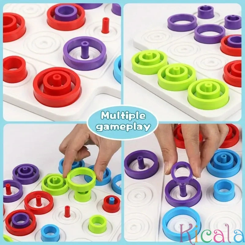 Board Game Early Childhood Teaching Tic-tac-toe Fun Loop Game Color Cognitive Interactive Puzzles Board Game Ferrule Chess Toy