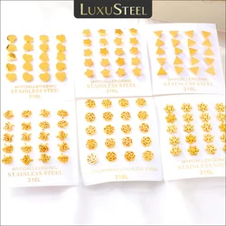 LUXUSTEEL Cute Mini Stainless Steel Earrings Set for Women Girl Small Flower Cross Star 10 Pairs/Lot Korean Jewelry 2022