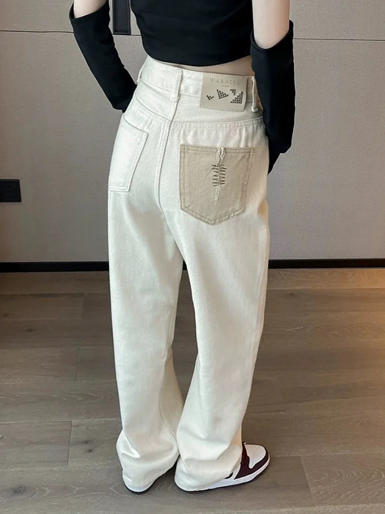 Neue klassische hohe Taille schlanke einfache lässige weibliche Jeans Frühlings mode in voller Länge schicke Reiß verschluss Knopf grundlegende gerade Frauen Jeans