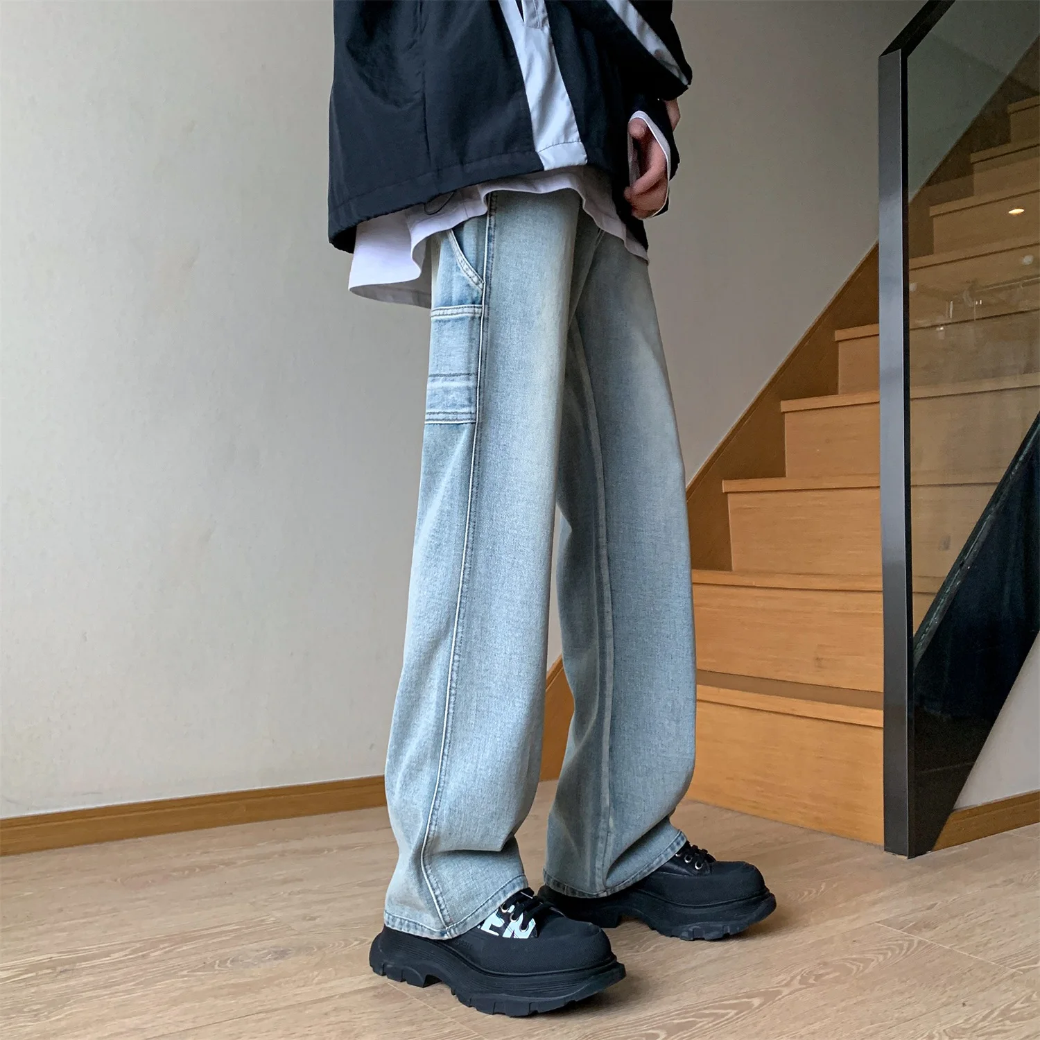 2023 Fashion Jeans For Men Youth Trousers Cross Denim Pants Streetwear Baggy Jeans Man Hip Hop Y2k Men Cargo Pant Punk Clothing