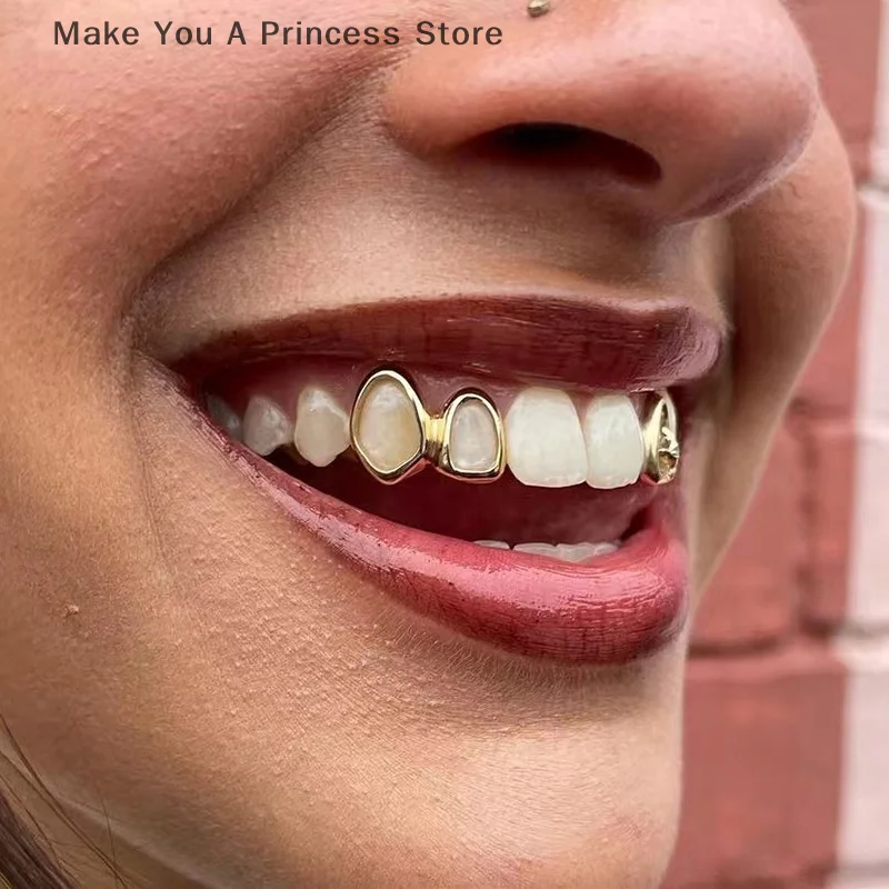 1 ชิ้นทองเงินสีผู้หญิงสวมใส่ทุกวันฟันเครื่องประดับทันตกรรม Grillz Hip Hop Hollow Heart ฟัน Grillz สําหรับผู้หญิง