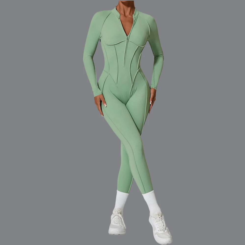 Tuta sportiva da donna Set fitness per yoga con cerniera e cuscino per il petto Schiena nuda Tute da allenamento per palestra in tessuto morbido ad alta elasticità