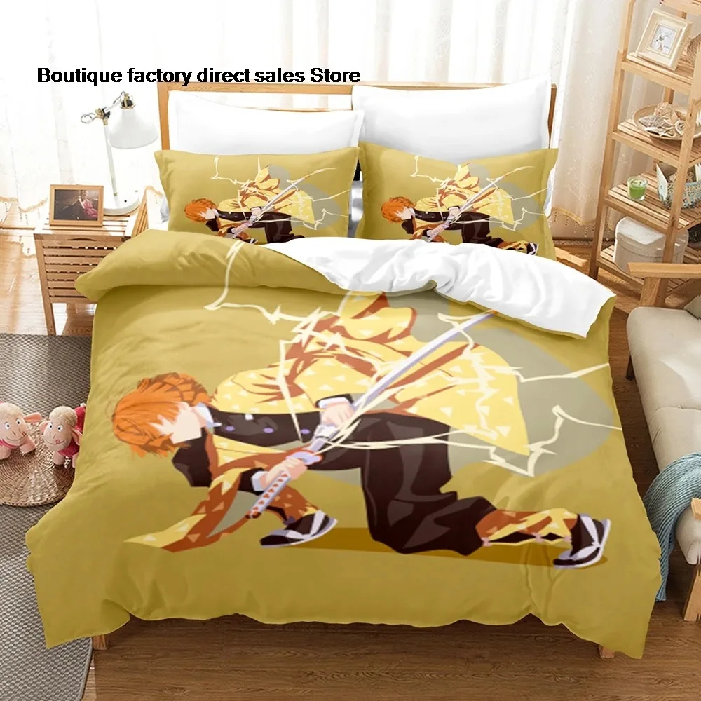 Zenitsu Agatsuma Bedding Set Single Twin Full Queen King Size Bed Set Aldult Kid Bedroom Duvetcover Sets bed sheet set  2