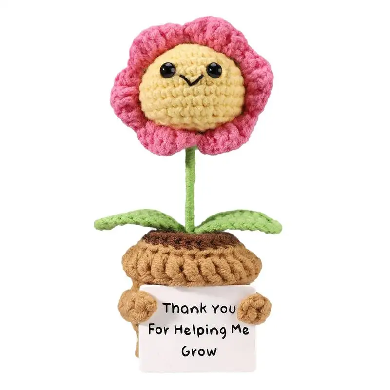 

Crochets Sunflower Artificial Flowers Emotional Knitted Sunflower Handmade Encouragement Plant Decor For Car Dashboard Window