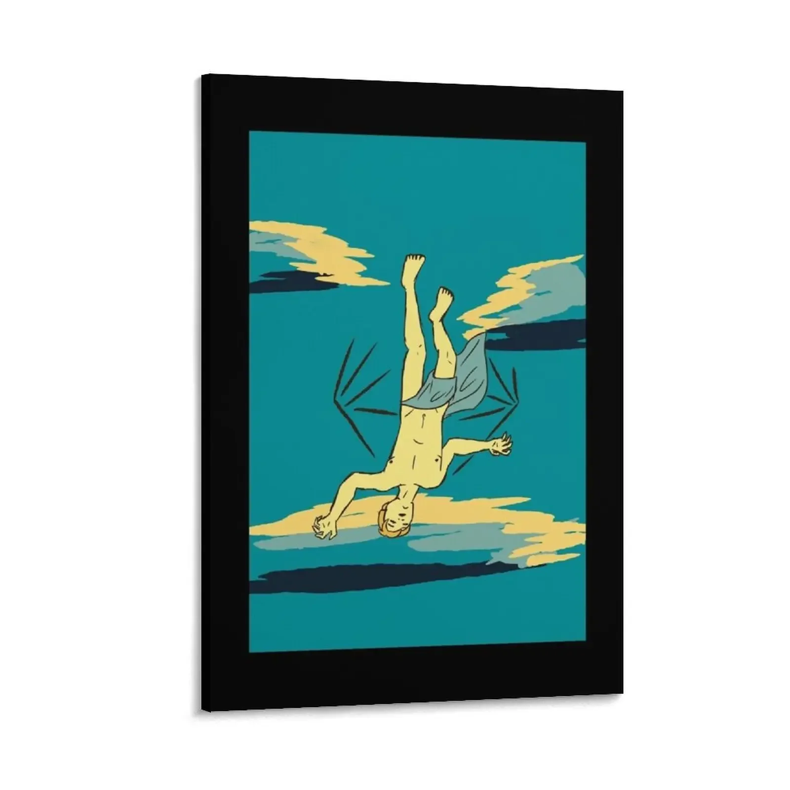 

Yellow and Blue Icarus Falling with Clouds Canvas Painting anime figure anime poster cute room decor