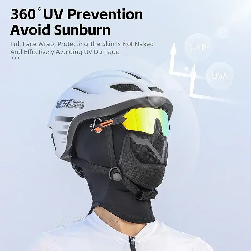 قبعات WEST BIKING الصيفية المقاومة للشمس لركوب الدراجات لكامل الوجه لحماية الذقن بالاكلافا من الحرير الجليدي وقناع قابل للتنفس معدات رياضية للتبريد #5