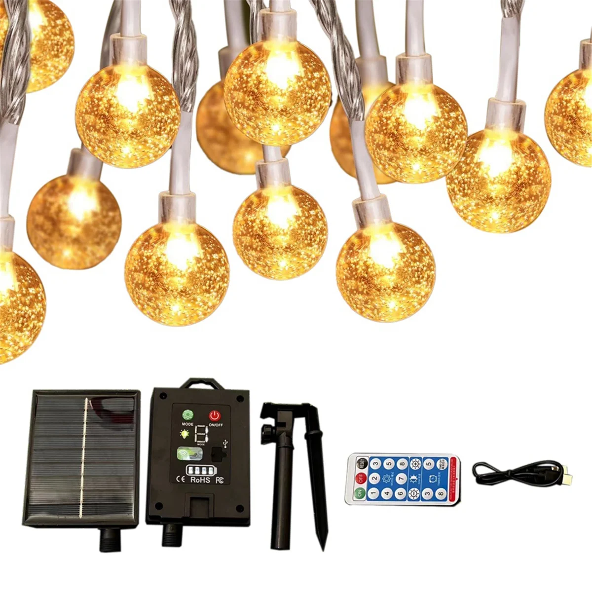 

Солнечные гирлянды 39,3 фута, 100 светодиодов с IP65, водонепроницаемые солнечные гирлянды для сада, двора, крыльца, дерева, декора