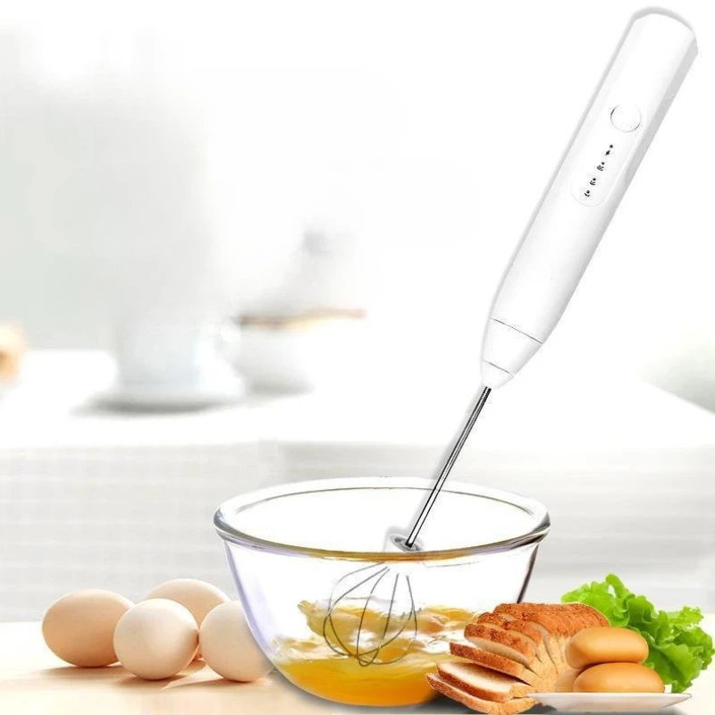 2 in 1 Whisk Coffee Mixer Handheld Double Heads Milk Frother USB Rechargeable Electric Egg Beater Baking Stirrer Kitchen Gadgets
