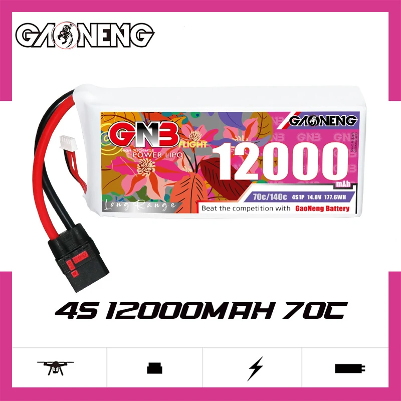 GNB LiPo Battery 4S 6S 12000mAh 14.8V 22.2V 70C/140C With QS8 XT90S Plug Special high Pressure Protection for Agricultural Drone