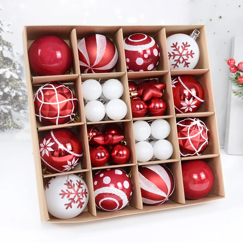 44PCS/BOX Christmas Tree Balls Ornaments Gold Xmas Tree Balls Decorations For Home Hanging Pendants Navidad 2023 New Year Gifts