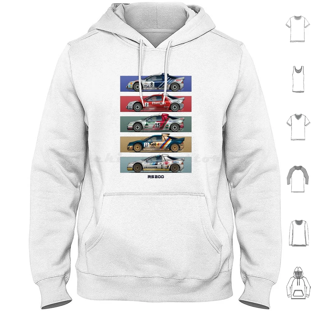 Rs200 Group B Legends Hoodie Cotton Long Sleeve Motorsport Rs200 Rs Belga 200 Group Rally Rallying Rallycross Racing