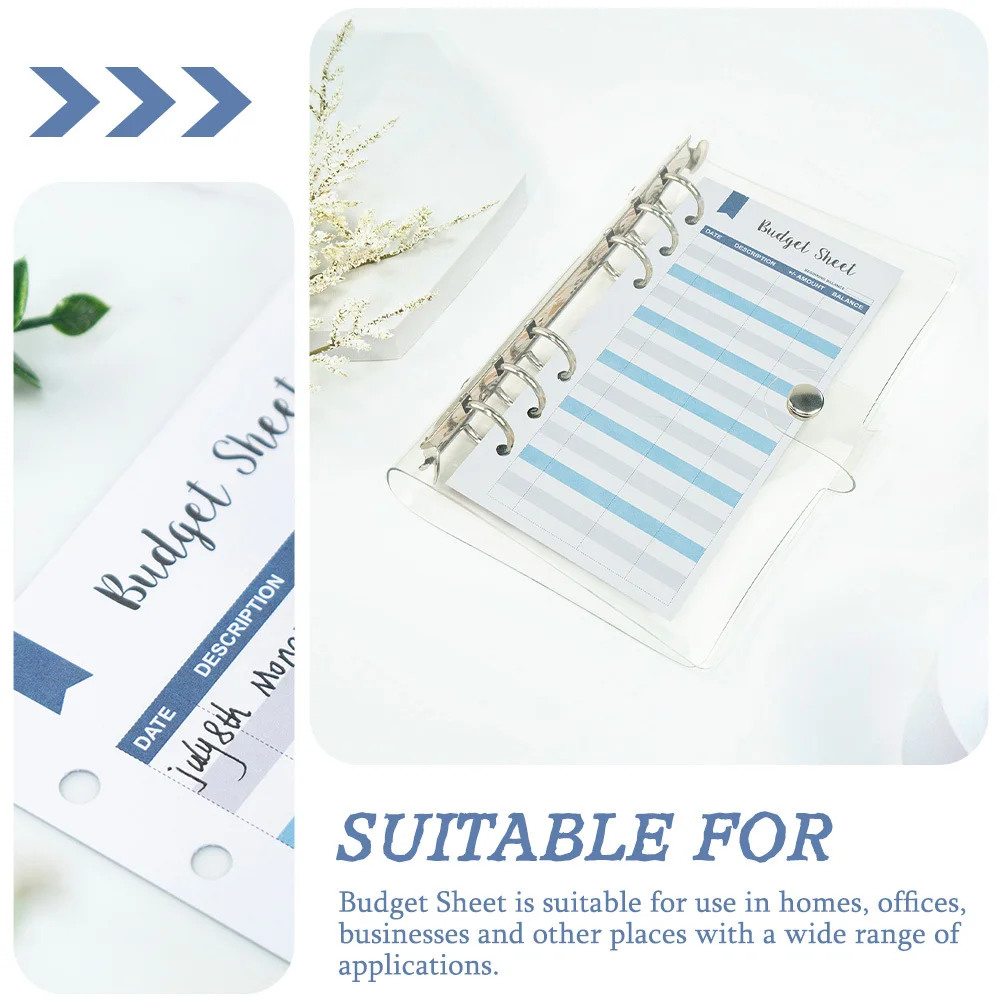 أوراق الميزانية النقدية مع فتحة لكمة لتتبع النفقات اليومية وبطاقات تسجيل الميزانية المحمولة للاستخدام المنزلي والمكتب