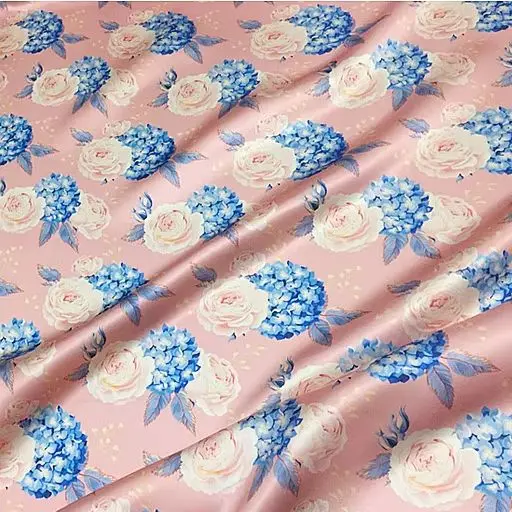 

1 метр, 100% шелковый шелк, шелковая ткань 16 Momme Charmeuse, розовая роза с цветочным принтом, ширина 160 см, 63 дюйма, по дворам, XL334