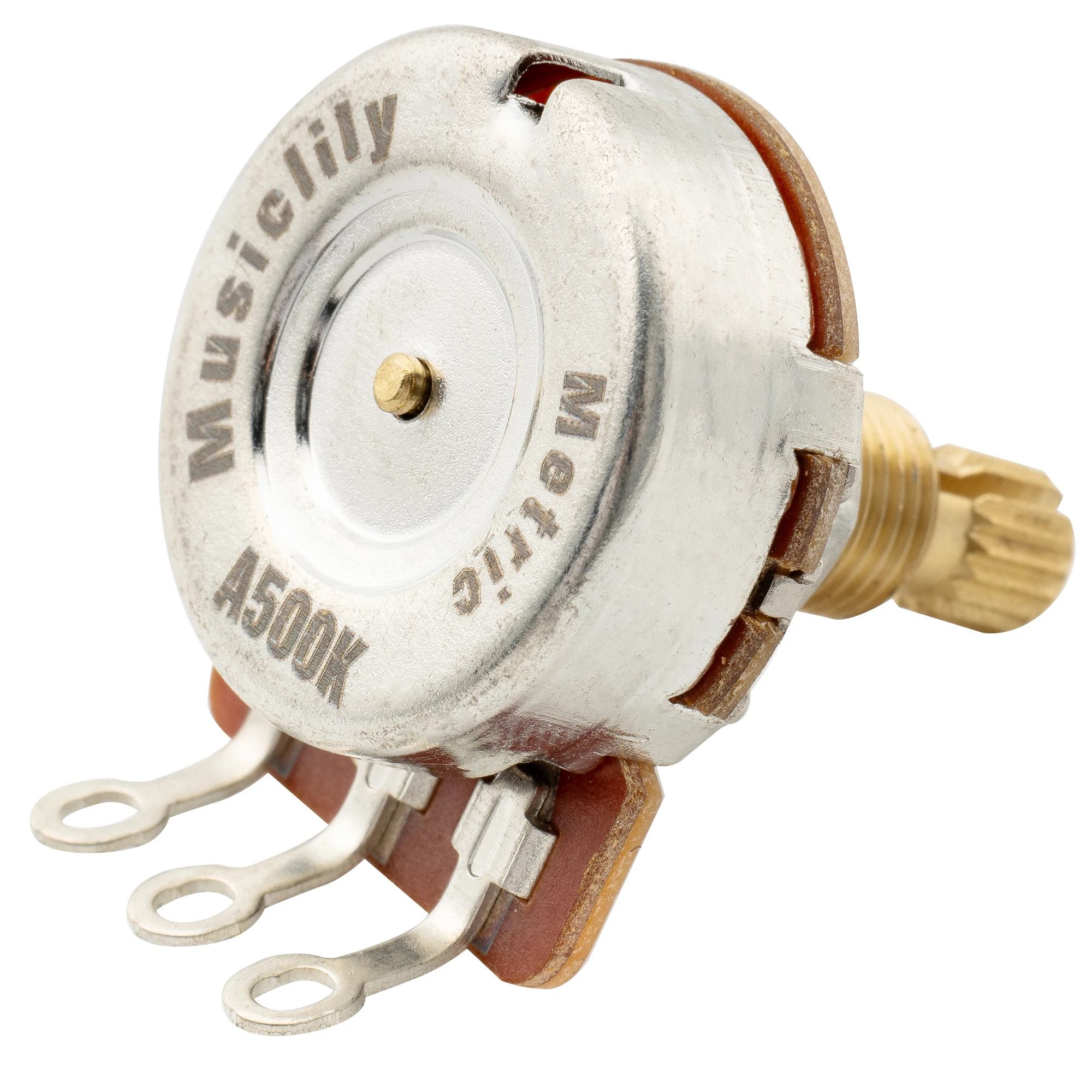 Musiclily Pro HD A250K/B250K/A500K/B500K/A25K/A1M Vollmessing Metrisch Grob 18-Spline Geteilter Schaft Potentiometer – Detail 4