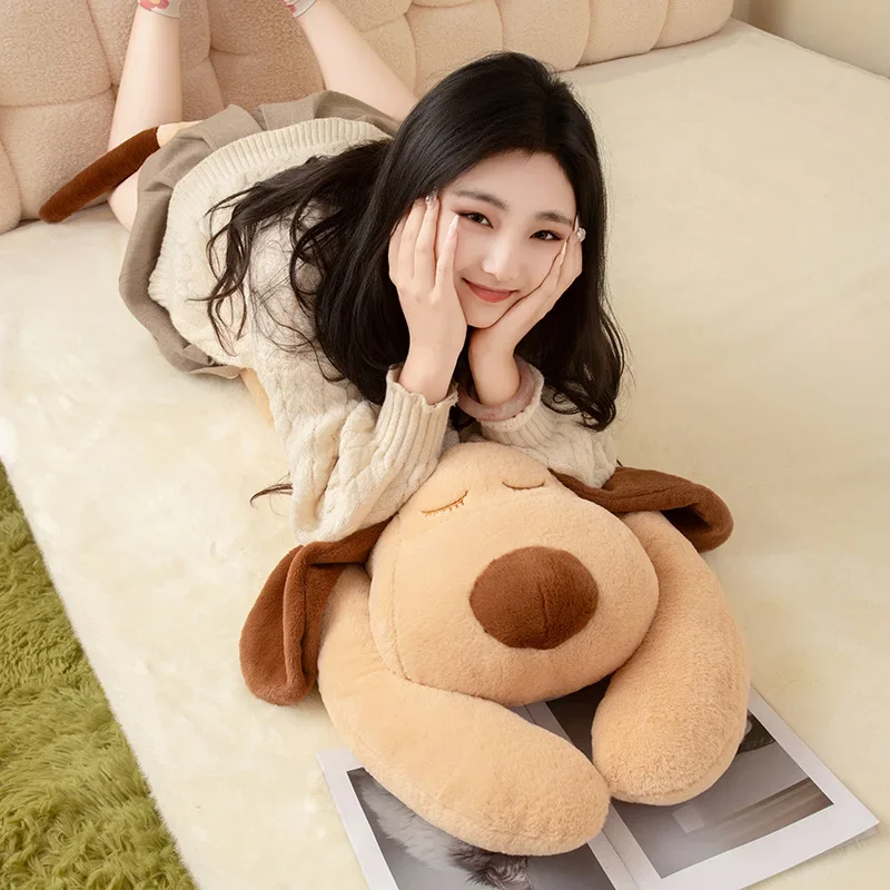 110-150cm de dibujos animados cachorro durmiendo almohada de felpa acogedor deitado sujo Perrito largo almohada para dormir cálido encantador compañero para niños
