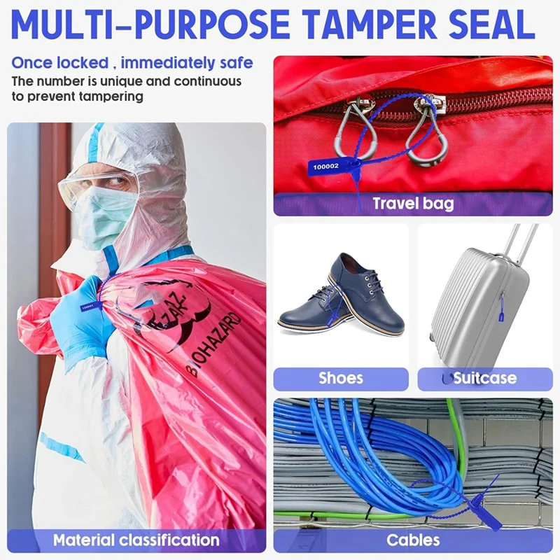 Plastic Tamper Resistant Seal Fire Extinguisher Label Seal Security Number Zipper Collar 250Mm Length 2000Piece