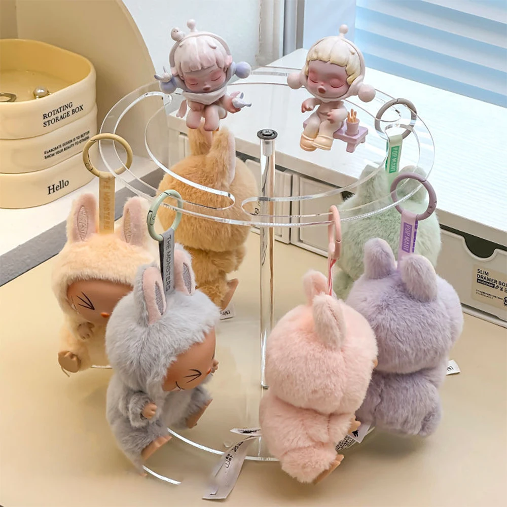 Boîte d'exposition de pendentif Labubu de 18 Cm, boîte rotative transparente en peluche de poupée, boîte aveugle, présentoir de rangement, cadeaux pour filles