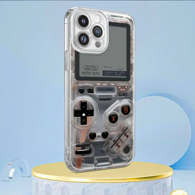 Clear PC Game Machine Pattern Phone Case For iPhone 17 16 15 Plus 14 13 12 11 Pro Max X XS XR 6 7 8 Transparent Back Cover