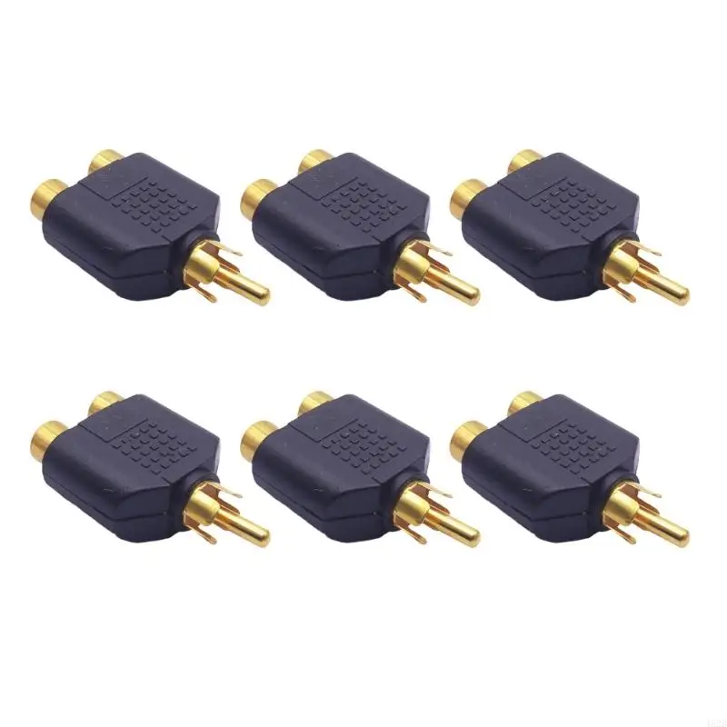 

462B 6Pcs RCAs Male to 2 Female Sound Video Splitter for Cameras and Recorders