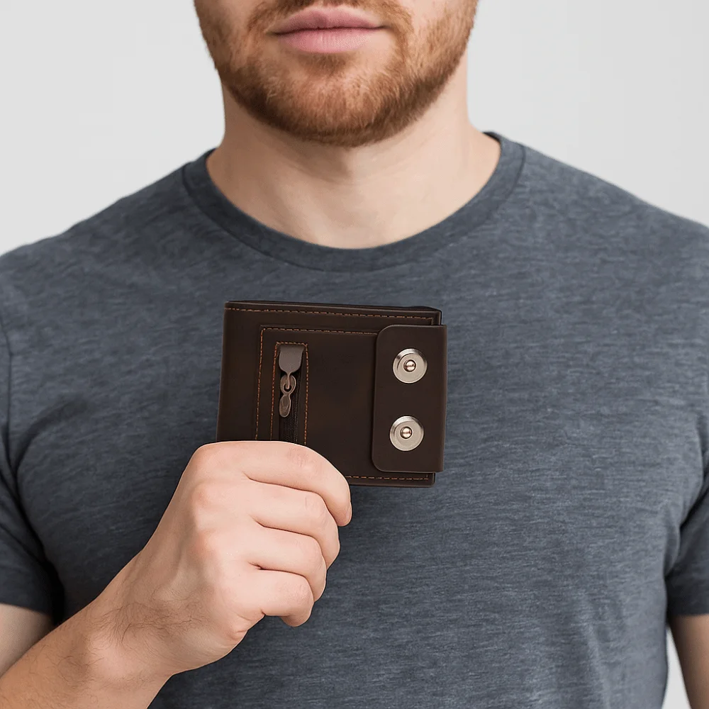 Vintage PU Leder Herren Geldbörse Magnetische Schnalle Einfarbig Kurze Karte Tasche Große Kapazität Multifunktionale Business Brieftasche Geschenk