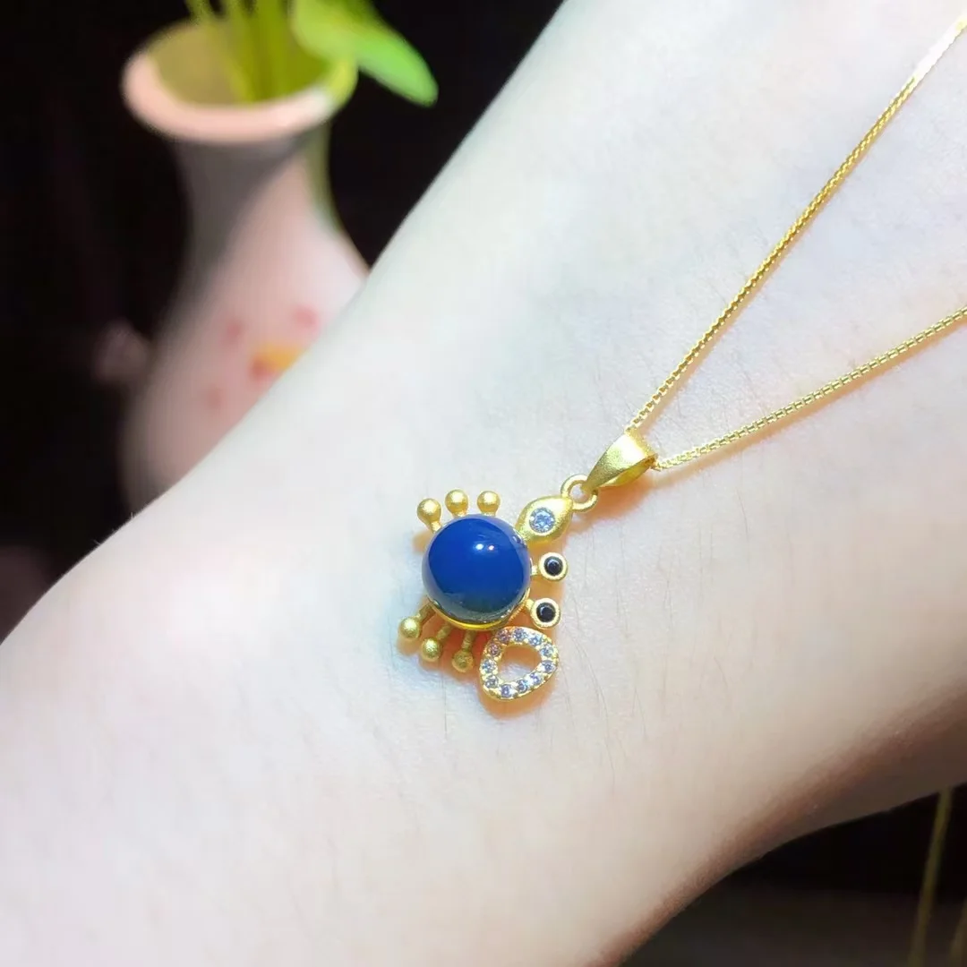 

Elegant 7mm Round Color-changing Blue Amber Pendant For Women With Necklace. A Thoughtful Gift For Anniversaries And Birthdays.