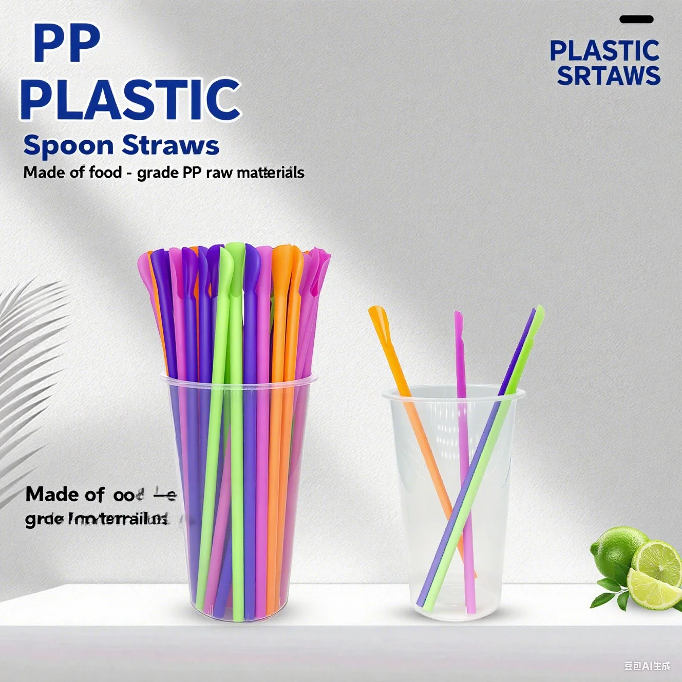 50-2000Pcs Plastic Spoon Straws Drinking Straw Color Milksha