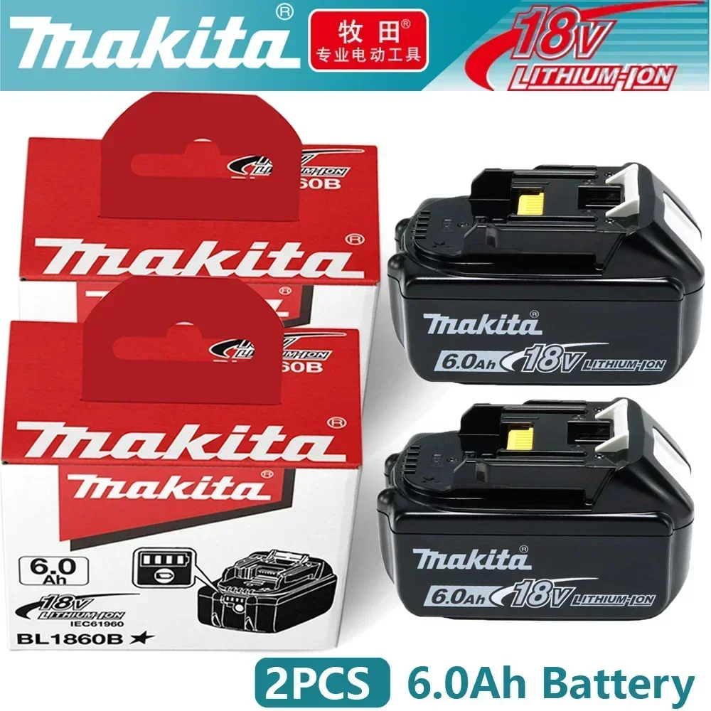 Batterie Makita 18V 6.0Ah Batterie lithium-ion rechargeable d'origine 18V 6000mAh Batterie de remplacement BL1860 BL1850 BL1860B
