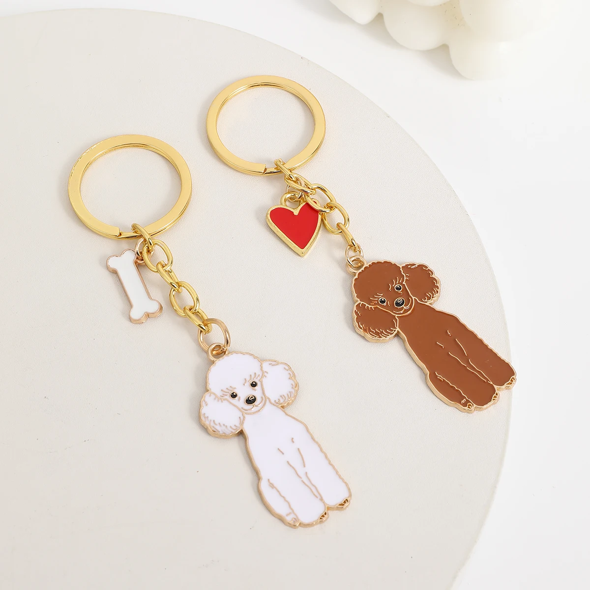 1PCS Metal Teddy Poodle Cute Dog Keychain Pendant For Bag Women Men charm Love Jewelry gifts Car keyring