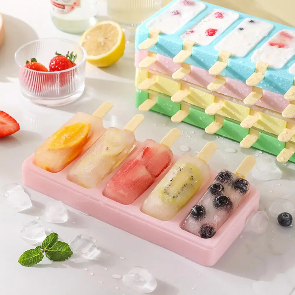 Mold Stackable Ice Cream Mold Set with Lids Bpas-free Plastic Maker Easy Release Frozen Yogurt Ice Pop Tray