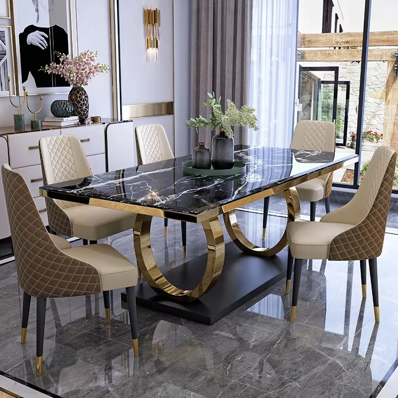 

Popular Italian Style Home Dining Table Modern Light Luxury Dinner Table New Marble Square Dinner Table For Dinning Room