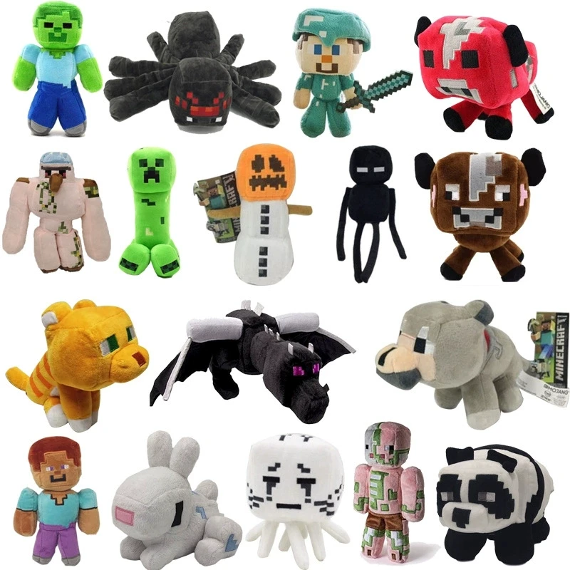 Jouet en peluche Minecrafte Creeper pour enfants, beurre, zombie, chauve-souris, calmar, Mooshroom, Enderman, Ocelot, Steve, bébé mouton, cadeau d'anniversaire, nouveau