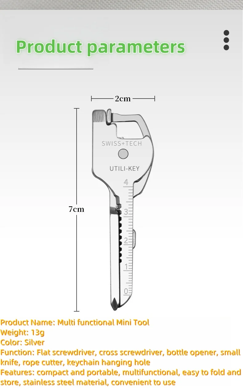 Multifunktions-Klappwerkzeug, Schlüsselanhänger, Öffner, Schraubendreher, EDC, 6-in-1-Utility, Outdoor, Survival, Rettung, Taschenzange, Schlüsselanhänger – Detail 2