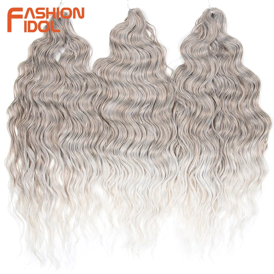 FASHION IDOL 24 Zoll Deep Wave Kunsthaar zum Flechten, Ombre Blonde Twist Crochet Lockenhaar für Alltag & Cosplay – Detail 2