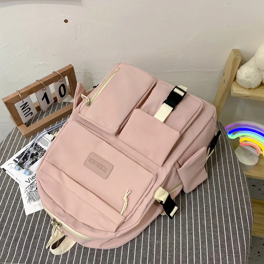 

Women Preppy Style Canvas Backpack Contrast Color Large Capacity Travel Casual Rucksacks Students School Backpacks