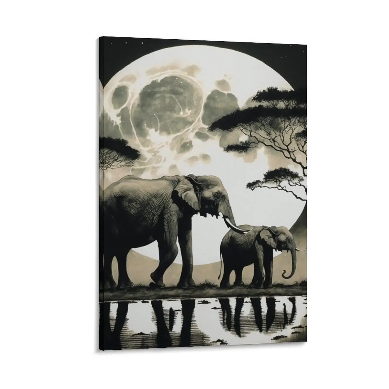 

The Serenity of the Elephant Family Canvas Painting interior paintings anime home decoration luxury