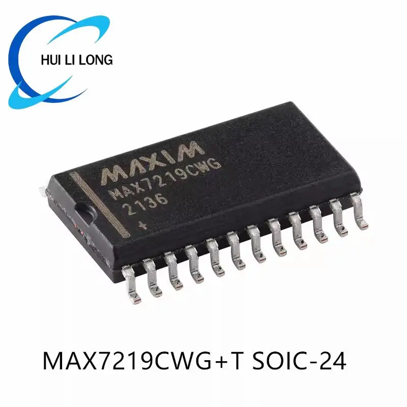 MAX7219 MAX7219CWG+T 7219 7219CWG SOIC-24 SOIC24 Serial Interface 8-bit LED Display Driver Chip IC Integrated Circuit