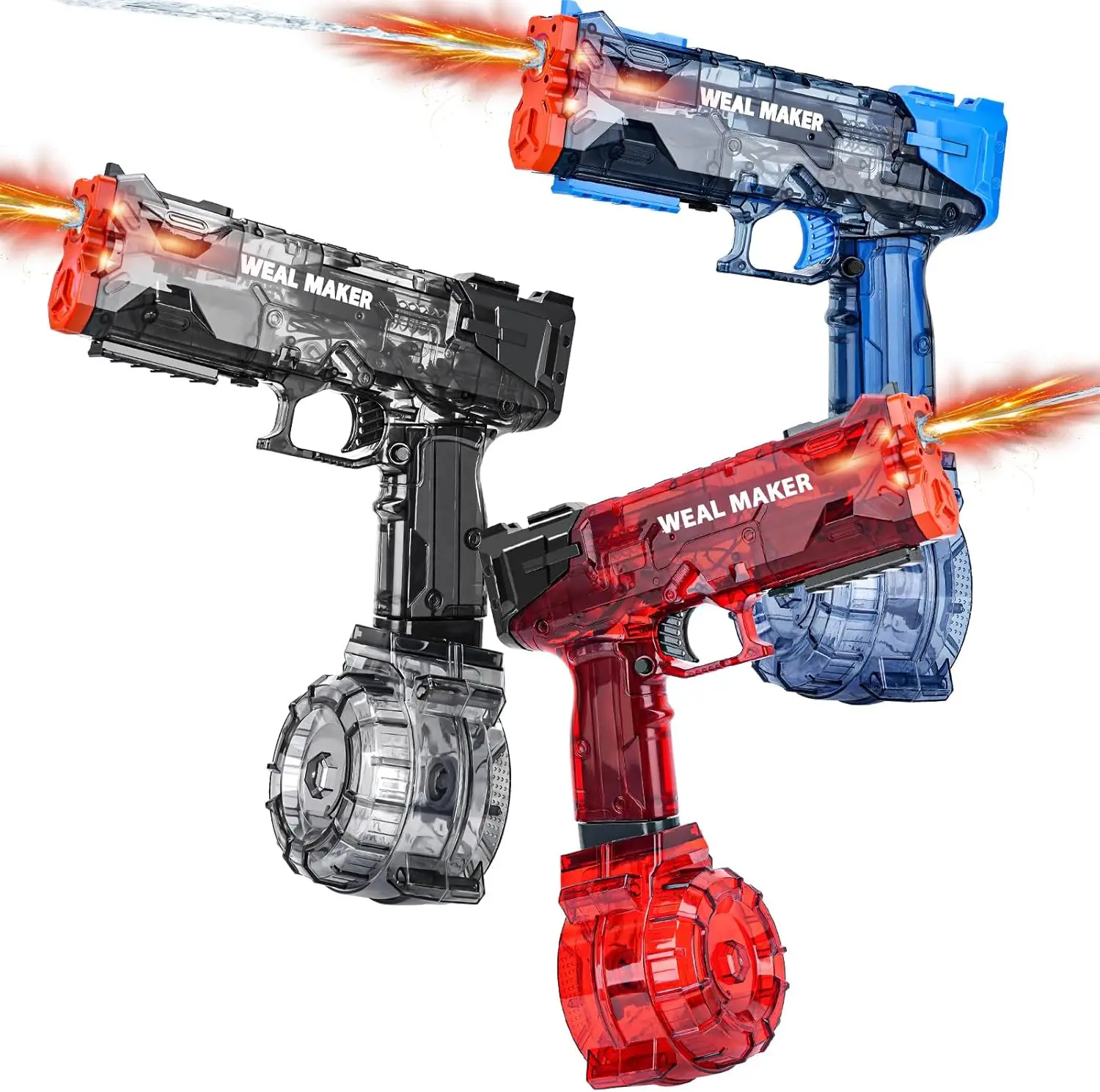 

3-Pack LED Water Guns with USB-C Charging, Automatic Squirt Up to 30 FT, Outdoor Summer Toys for Water Fun