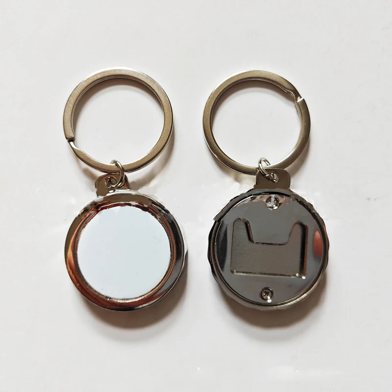 10pcs Sublimation DIY White Blank Metal Circle Shaped Opener Keychain