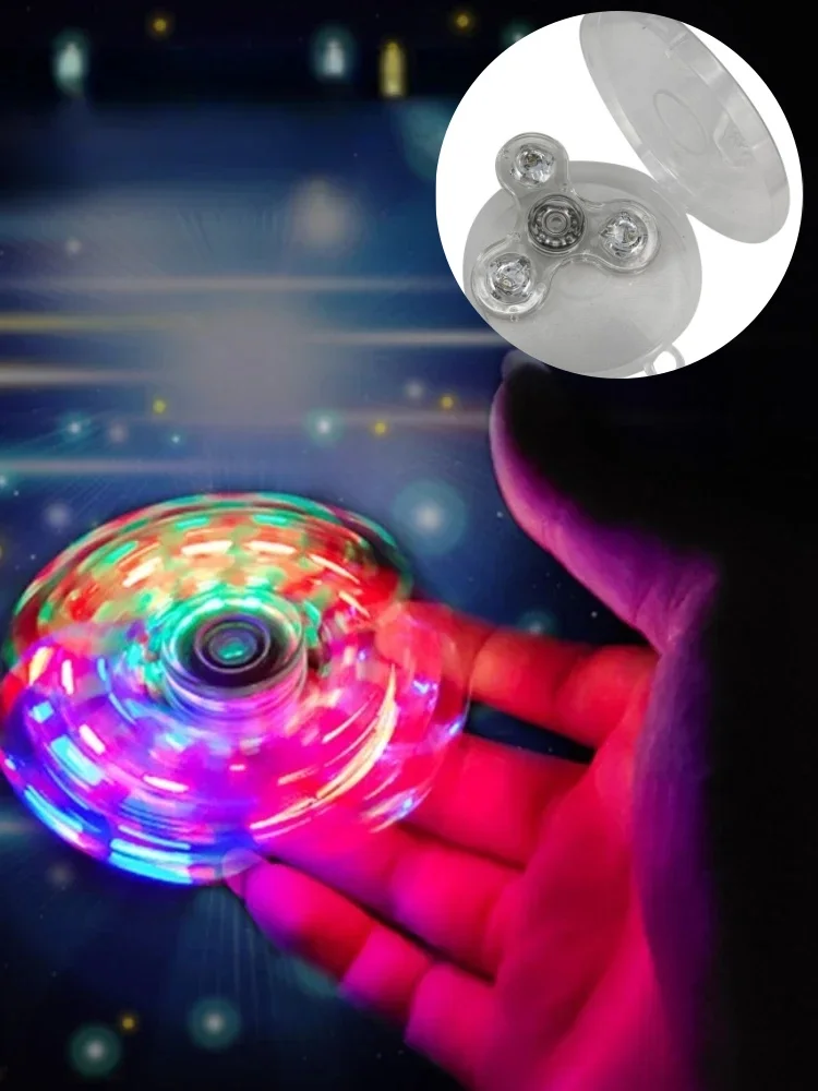 Kristall leuchtendes LED-Licht Fidget Spinner Hand Top Spinner Glow in Dark EDC Stress Relief Toys Kinetisches Gyroskop für Kinder