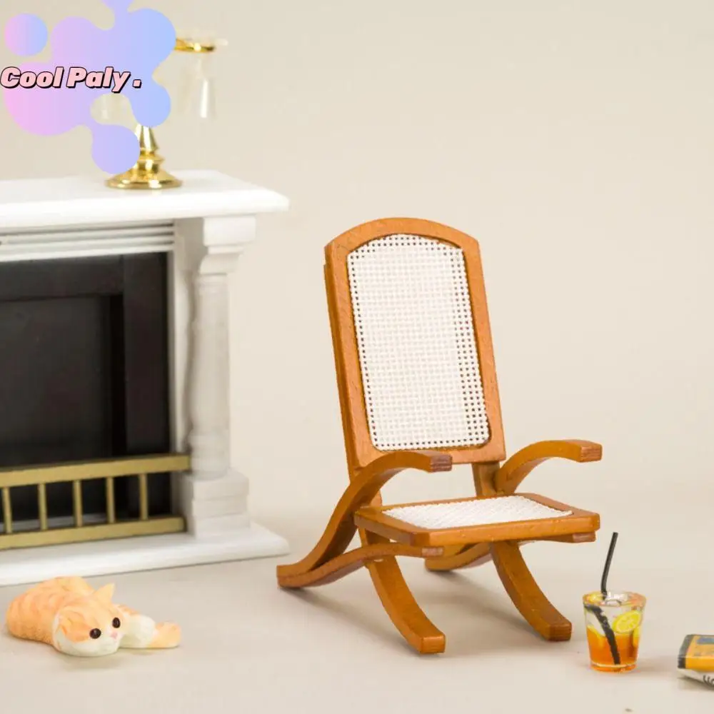 

Realistic Mini Rocking Chair Miniature Vivid Swing Rocking Chair Model Retro Wood Dollhouse Rocking Chair Kid Toy