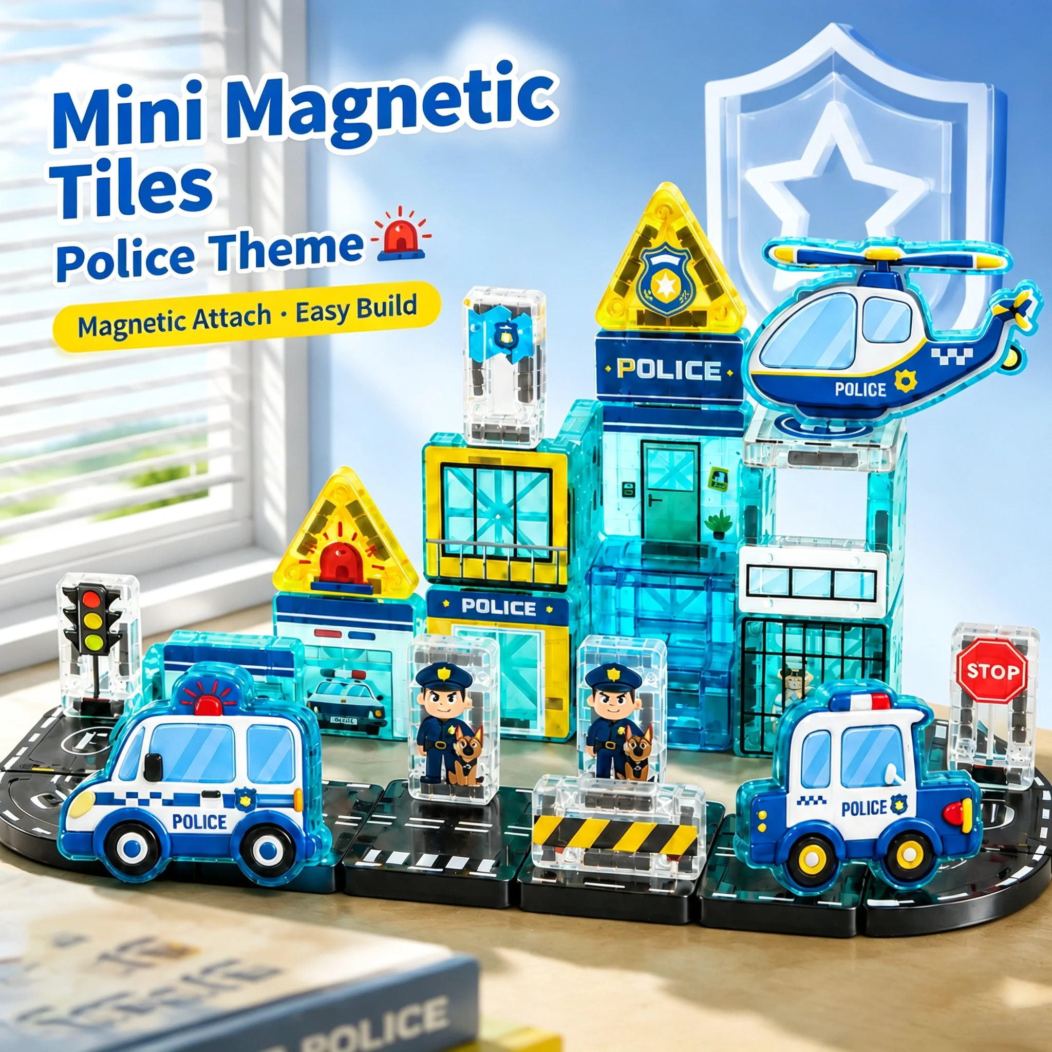 Mini Portable Magnetic Sheet Magnetic Assembly Engineering Vehicle Fire Protection Magnetic Sheet Children's Puzzle Toy Building