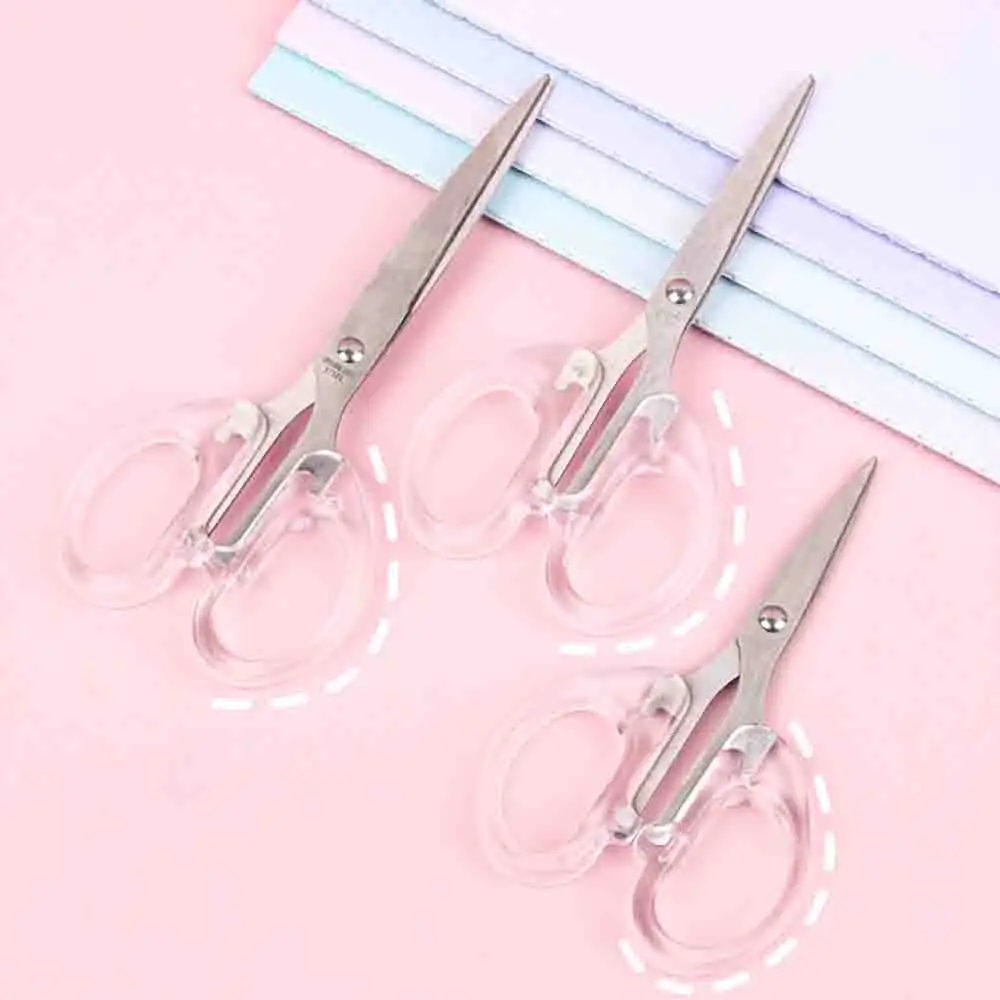 Ins مقص مكتب بسيط حساب يدوي شفاف مقص يدوي محمول قطع الورق الفنية للطلاب #3