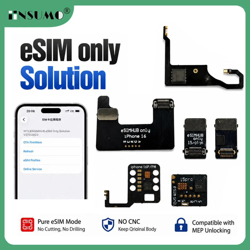 Newest eSIM Only Solution For iPhone For iPhone 15 16 Plus 17 Pro Max No CNC No Physical SIM Locked ESIM Solution Unlocking Tool