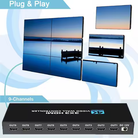 4K 3x3 HDMI Video Wall Controller 1080p DVI 1X2 1X4 1X3 2x2 2x3 2x4 Multi Screen Splicing Video Processor 9 Unit TV Splicer Box