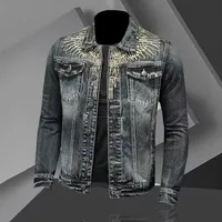 Men's Denim Jacket High-End Embroidery Trendy Vintage Slim Fit Motorcycle Jacket Casual Style for All Seasons
