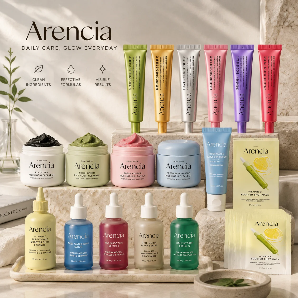 Caffeine Eye Serum - Arencia Retinal Augencreme/Reis-Mochi-Reiniger/Ampullenserum/Vitamin-C-Maske Sanfte Reinigung Tiefenwirksame