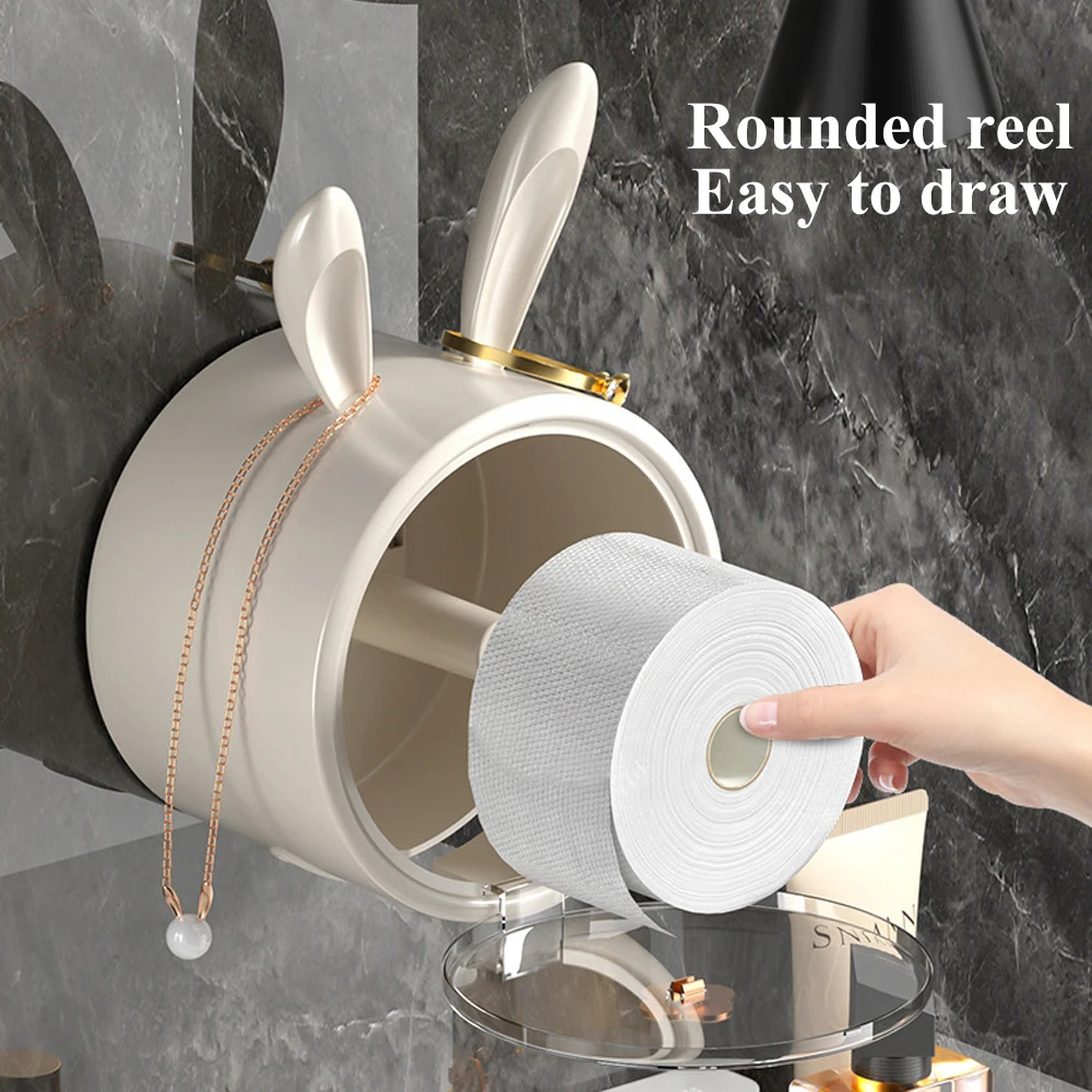 Creative Rabbit Punch Free Tissue Dispenser Wall Mounted Household Toilet Paper Holder Bathroom Face Towel Box Organizer New